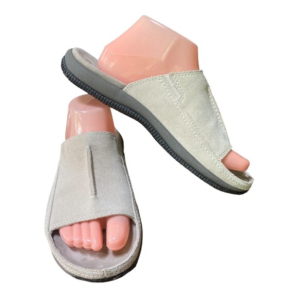 LL Bean Light Gray Suede Leather Slide Slip-On Mule Sandals Women’s 8.5 - Picture 3 of 12